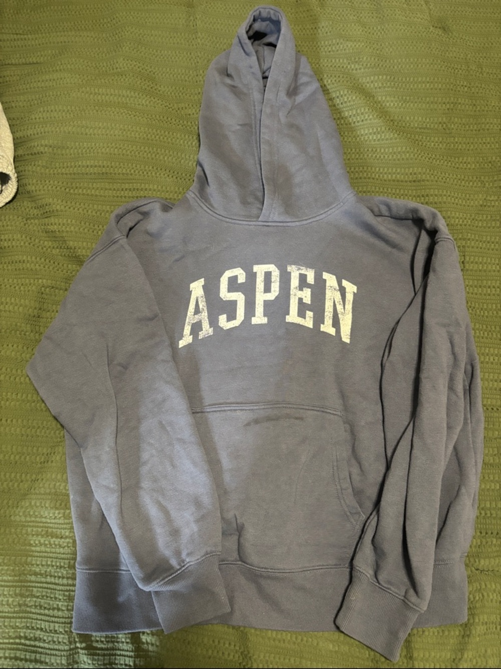 Aspen Pullover Hoodie in Dusty Blue.